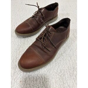 Warfield & Grand 10 Brown Leather Cap Toe Derby Shoes Casual Preppy Mens